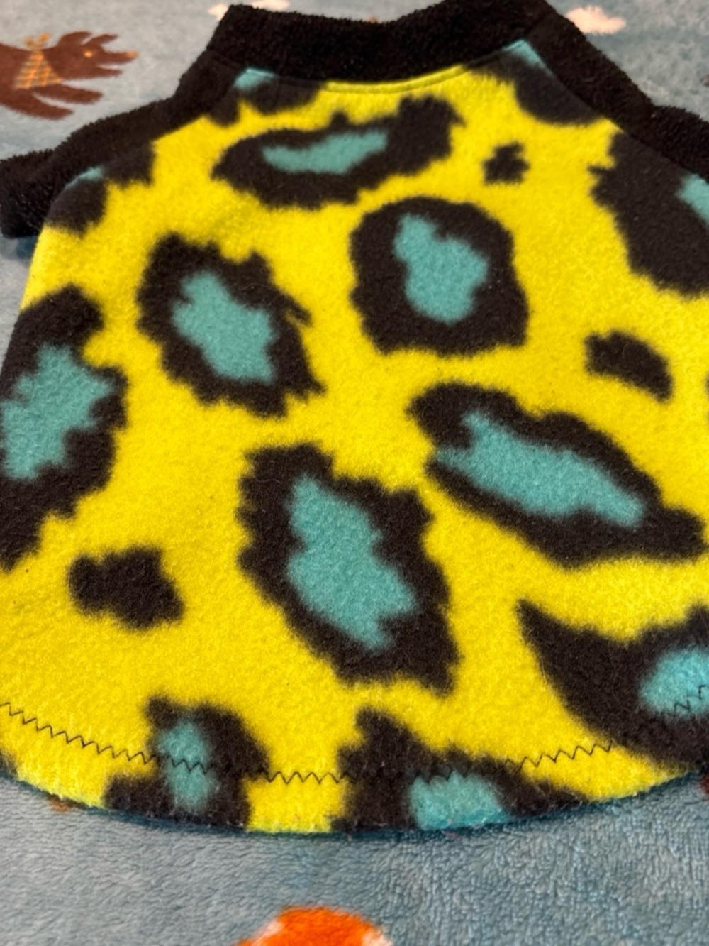 Bright Yellow & Teal Leopard Fleece Vest for Small Pets